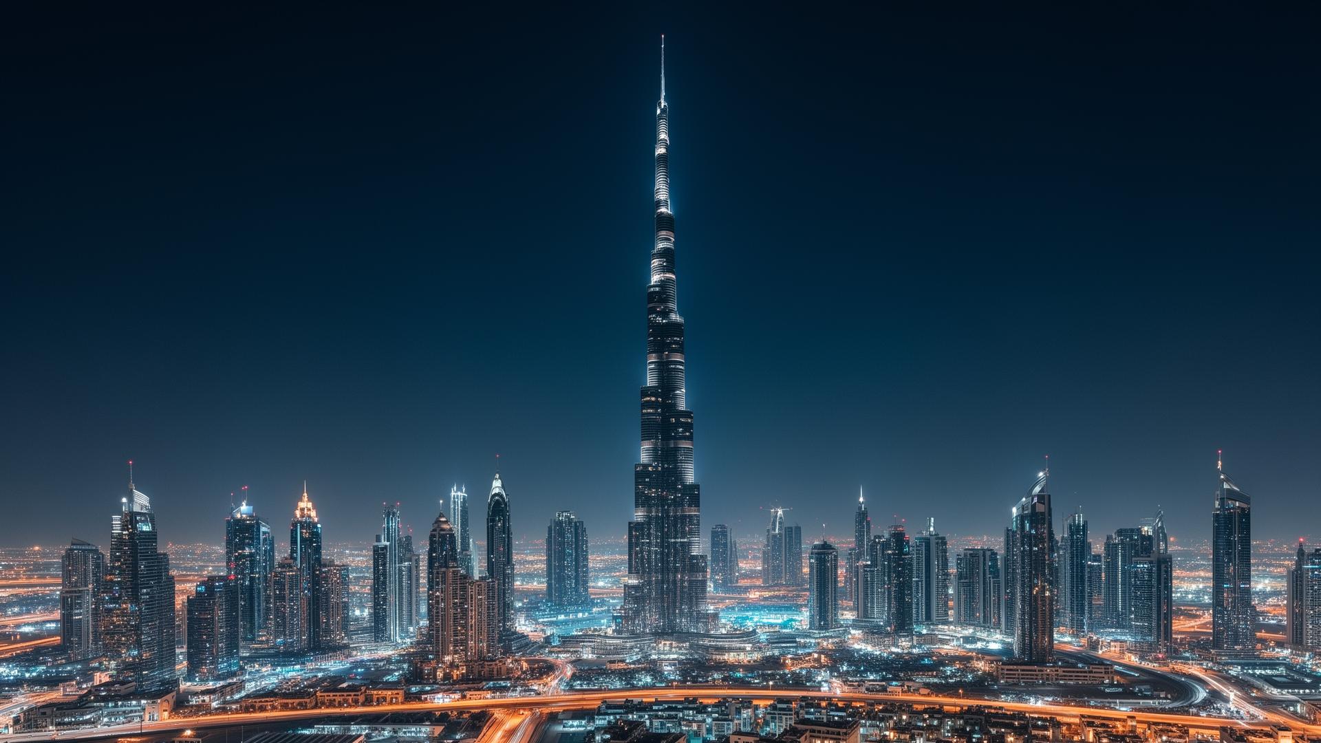 Dubai skyline at night